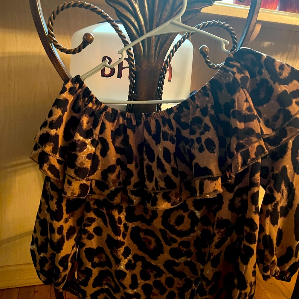 Beautiful cropped leopard print top that will go great with jeans.